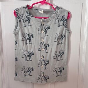 Kate Quinn Gray Sleeveless Dog Print Shirt